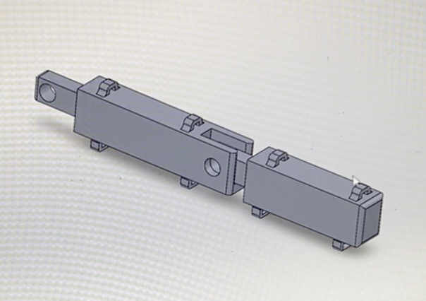 SolidWorks CAD model of the robotic finger with hinge mate joints