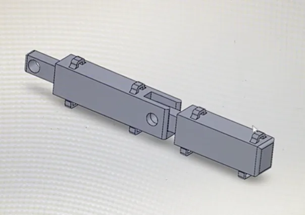SolidWorks CAD model of the robotic finger with hinge mate joints