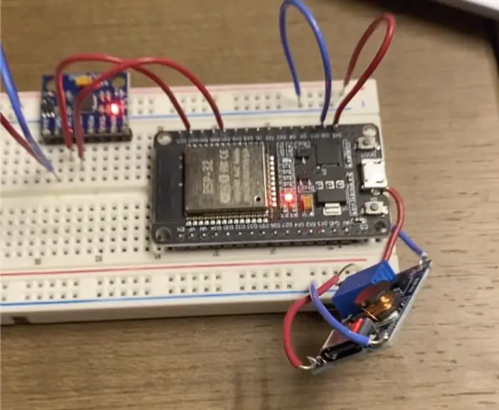 ESP32 flight controller and IMU on breadboard